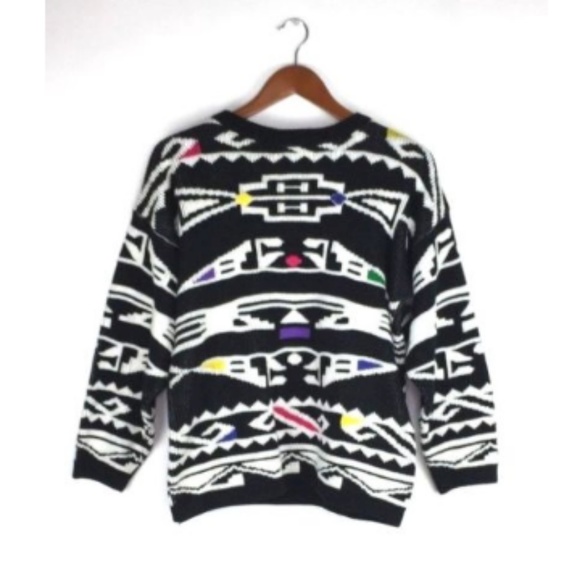 Sterling Harris VTG 80's Geo Sweater Sz M - Picture 2 of 8